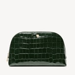 Classic Toiletry Bag in Deep Shine Evergreen Croc from Aspinal of London
