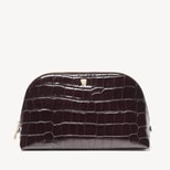 Classic Toiletry Bag in Deep Shine Dark Amazon Brown Croc from Aspinal of London