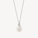 Diamond & Pearl Pendant Necklace in Diamond, Pearl & 14ct White Gold from Aspinal of London