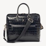 City Structured Briefcase in Black Soft Croc from Aspinal of London