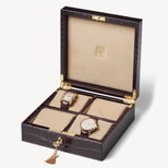 Harrison Four Piece Watch Box in Deep Shine Amazon Brown Croc & Stone Suede from Aspinal of London