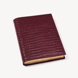 A5 Refillable Luxury Journal in Deep Shine Garnet Small Croc from Aspinal of London