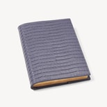 A5 Refillable Luxury Journal in Deep Shine Dusky Blue Small Croc from Aspinal of London