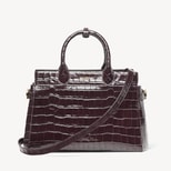Savannah in Deep Shine Dark Amazon Brown Croc from Aspinal of London