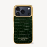 iPhone 18 Pro Case in Deep Shine Evergreen Croc from Aspinal of London