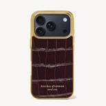 iPhone 18 Pro Case in Deep Shine Amazon Brown Croc from Aspinal of London
