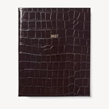 2027 A4 Week to View Diary in Deep Shine Dark Amazon Brown Croc from Aspinal of London