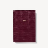 2027 A5 Day to Page Diary in Deep Shine Garnet Small Croc from Aspinal of London