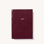 2027 A5 Week to View Diary in Deep Shine Garnet Small Croc from Aspinal of London