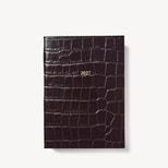 2027 A5 Week to View Diary in Deep Shine Dark Amazon Brown Croc from Aspinal of London