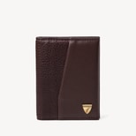 Heritage Double Fold Credit Card Holder in Conker Pebble from Aspinal of London