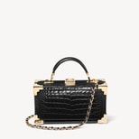 Trinket Box in Black Patent Croc from Aspinal of London