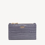 Mayfair® Coin & Card Wallet in Deep Shine Dusky Blue Small Croc from Aspinal of London
