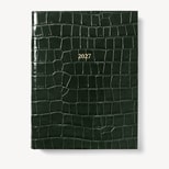 2027 A4 Day to Page Diary in Deep Shine Evergreen Croc from Aspinal of London