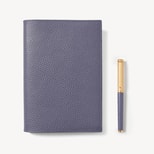 A5 Refillable Journal & Pen Set in Dusky Blue Pebble from Aspinal of London