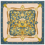 Aspinal Signature Shield Silk Scarf in Dusky Blue Pure Silk from Aspinal of London
