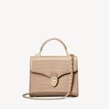 Midi Mayfair® with Chain Strap in Soft Taupe Patent Croc from Aspinal of London