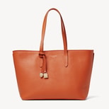Zipped East West Tote with Charm in Marmalade Pebble from Aspinal of London