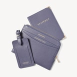 Zipped Travel Collection in Dusky Blue Pebble from Aspinal of London