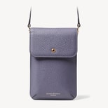 Duo Phone Crossbody Pouch in Dusky Blue Pebble from Aspinal of London