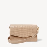 Eliza Clutch in Soft Taupe Patent Croc from Aspinal of London