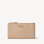 Mayfair® Coin & Card Wallet in Soft Taupe Patent Croc from Aspinal of London