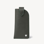 Glasses Case with Tab in Forest Green Pebble from Aspinal of London