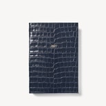 2027 A5 Day to Page Diary in Deep Shine Navy Small Croc from Aspinal of London