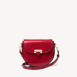 Portobello Crossbody in Deep Shine Cherry Red Small Croc from Aspinal of London