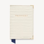 Passport Cover in Deep Shine Ivory Small Croc from Aspinal of London