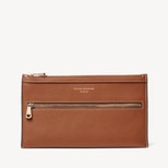 Hudson Travel Pouch in Tan Milled Pebble from Aspinal of London
