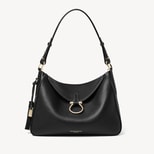 Bella Hobo in Black Milled Pebble from Aspinal of London