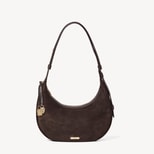 Soho Small Crescent in Chocolate Suede from Aspinal of London