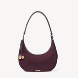 Soho Small Crescent in Rich Claret Suede from Aspinal of London
