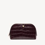 Classic Makeup Case in Deep Shine Amazon Brown Croc from Aspinal of London