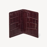 Double Fold Credit Card Holder in Deep Shine Amazon Brown Croc from Aspinal of London