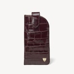 Glasses Case with Tab in Deep Shine Amazon Brown Croc from Aspinal of London