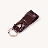 Small Leather Loop Keyring in Deep Shine Amazon Brown Croc from Aspinal of London