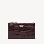 Mayfair® Coin & Card Wallet in Deep Shine Amazon Brown Croc from Aspinal of London