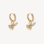 Diamond Bee Charm Earrings in 14ct Gold from Aspinal of London