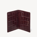 Double Fold Credit Card Holder in Deep Shine Amazon Brown Croc from Aspinal of London