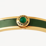 Gemstone Enamel Bangle in Racing Green Enamel, Green Agate & 18ct Gold Plated from Aspinal of London