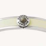 Gemstone Enamel Bangle in Ivory Enamel, Labradorite & Palladium Silver Plated from Aspinal of London