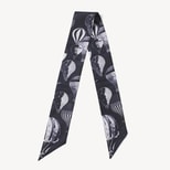 Skinny Silk Scarf in Monochrome Hot Air Balloons Pure Silk from Aspinal of London