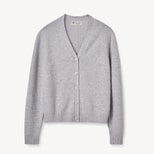 V-Neck Cashmere Cardigan in Light Grey Melange from Aspinal of London