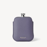 5oz Hip Flask with Leather Pouch in Dusky Blue Pebble from Aspinal of London
