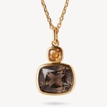 Duo Gemstone Pendant Necklace in Smoky Quartz, Citrine & 18ct Gold Vermeil from Aspinal of London