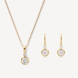 Diamond Necklace & Earrings Set in Diamond, White Sapphire & 14ct Solid Gold from Aspinal of London