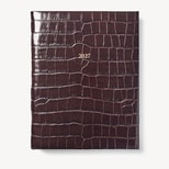 2027 A4 Day to Page Diary in Deep Shine Amazon Brown Croc from Aspinal of London