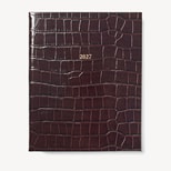2027 A4 Week to View Diary in Deep Shine Amazon Brown Croc from Aspinal of London